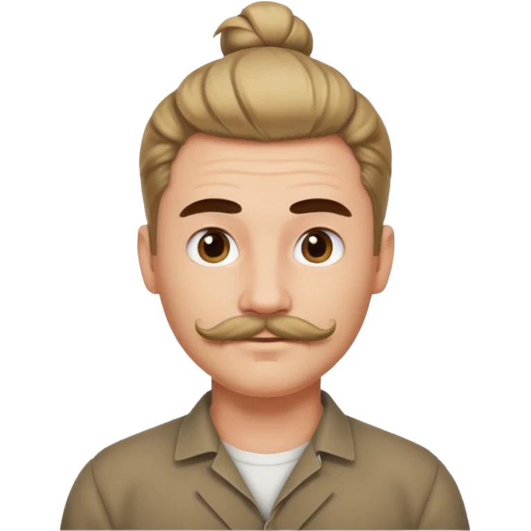 bun hair man and mustache emoji