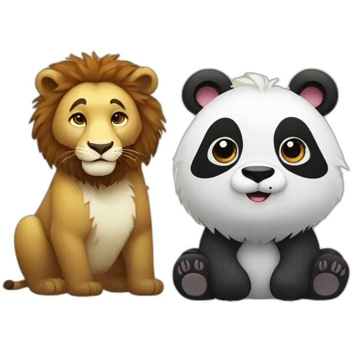 Panda and lion friends emoji