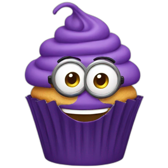 Happy purple minion cupcake  emoji