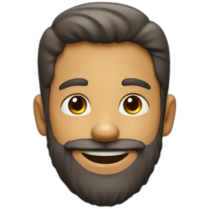 beard man, small eyes, big smile emoji