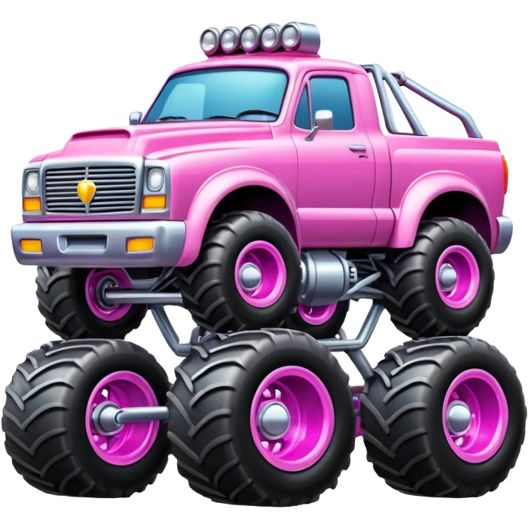 Big car monster truck with big wheels, pink emoji