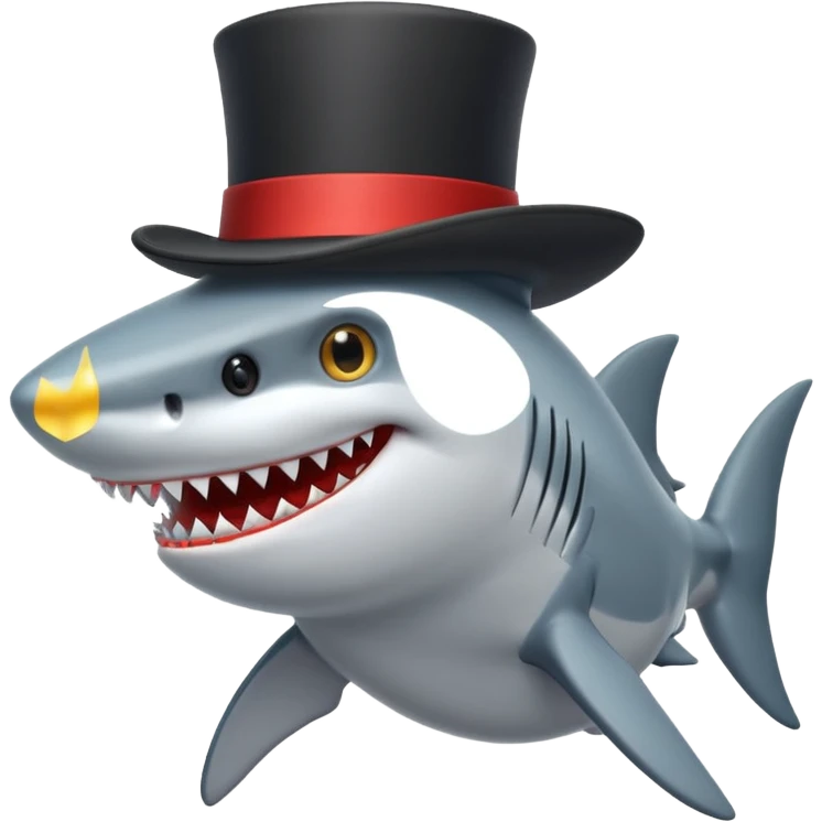 Shark with a top hat emoji