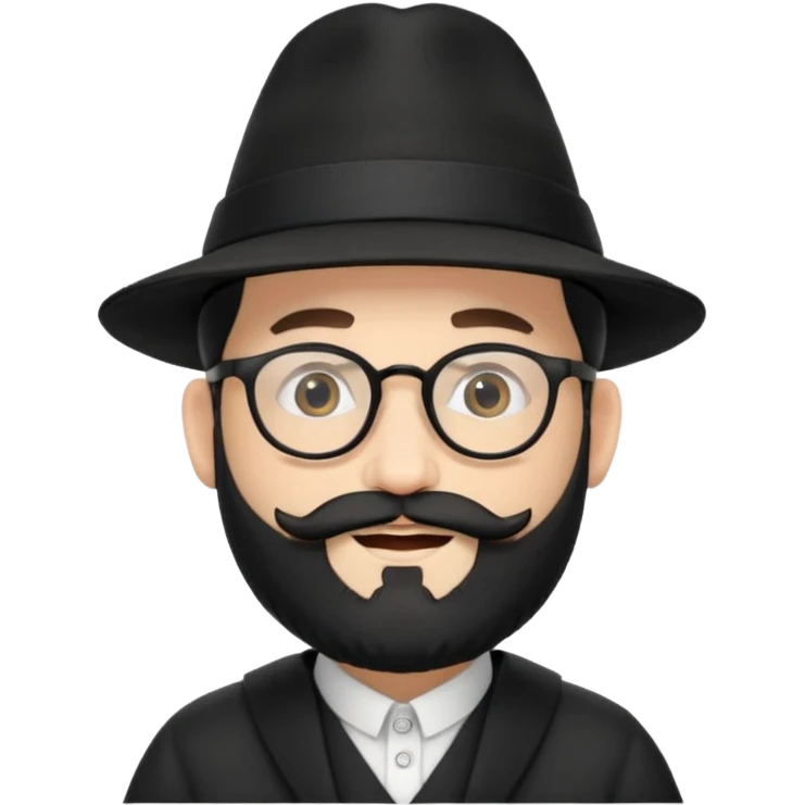 rabbi with a black hat, glasses, and blackish beard, flying to israel emoji