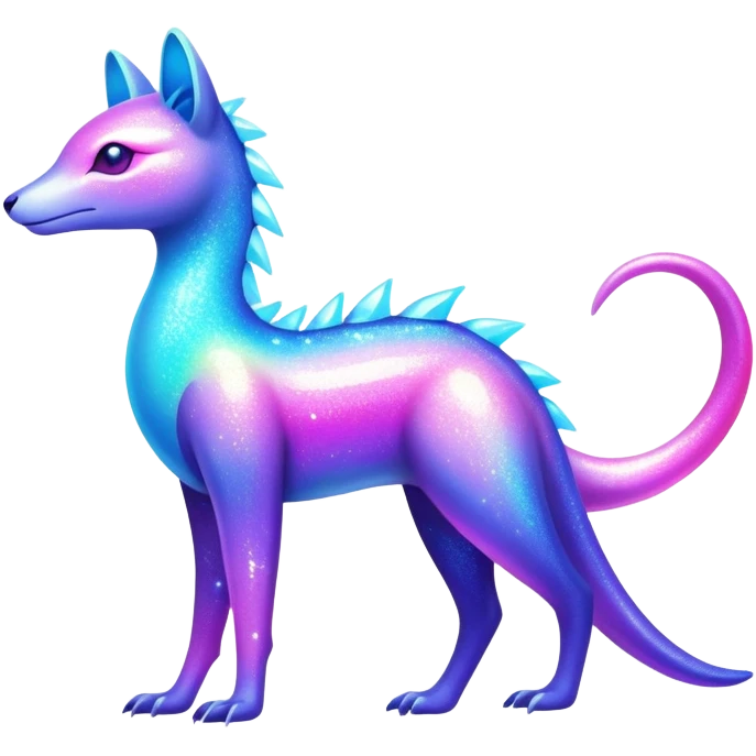Shiny Exotic Colorful Neon-colored Glittery Ethereal Sparkly Iridescent Amaura-Aurorus-Fakémon-hybrid-creature (full body)  emoji