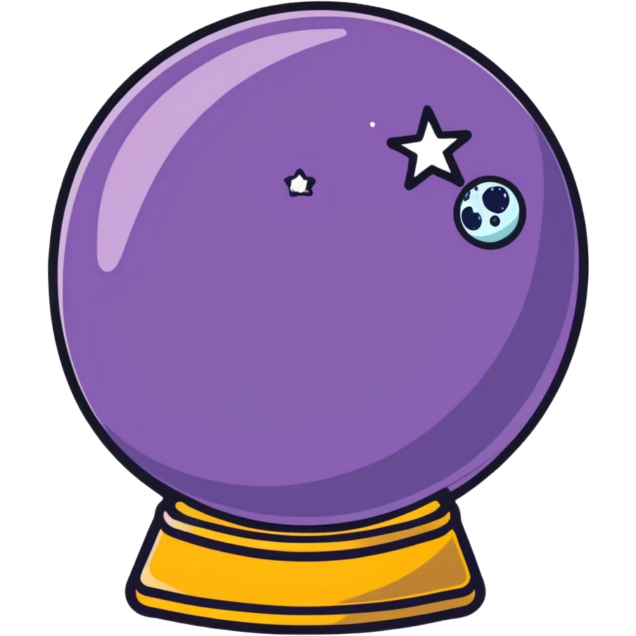 crystal ball with stars and moon emoji
