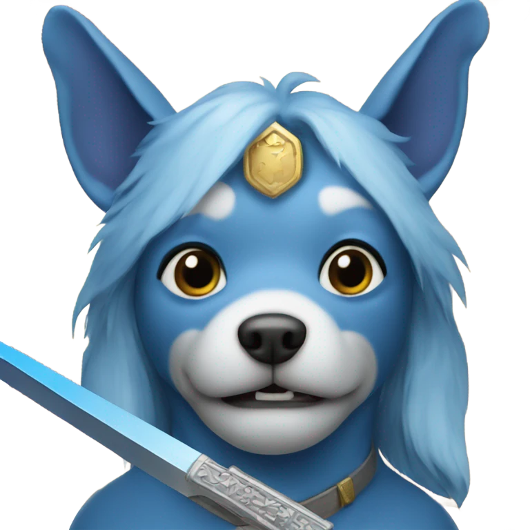 Blue dog with sword emoji