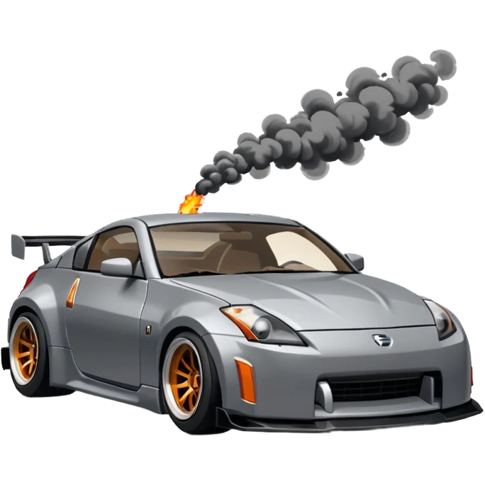 Um 350 z cinza em pixel art fazendo drift emoji