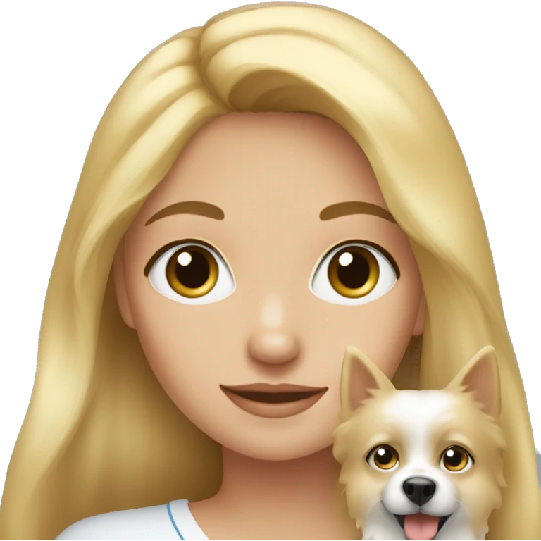 Blonde girl blue eyes holding spitz  emoji