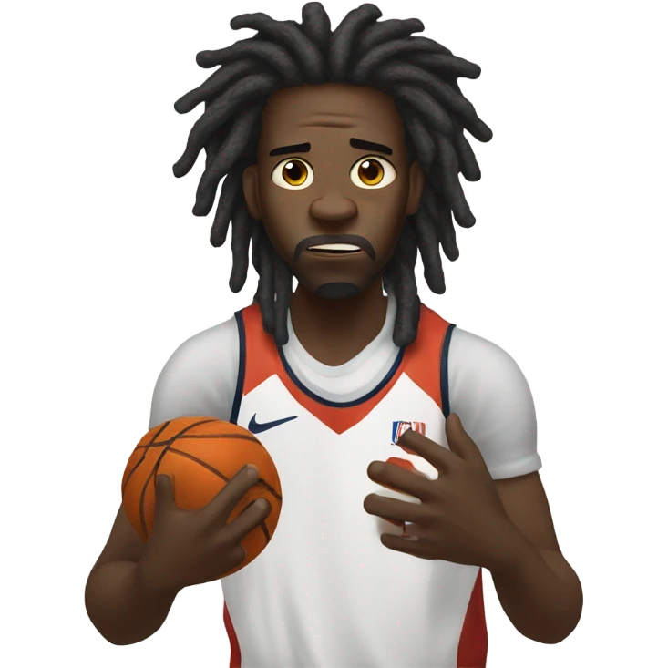 Black man with dreads scared to shoot a basketball  emoji