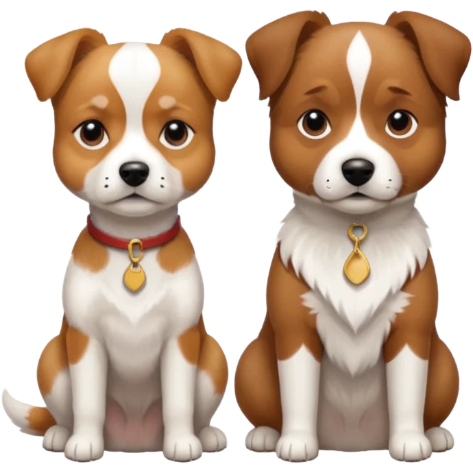 shizu-puddle mix dog sitting next to jack rassel dog emoji