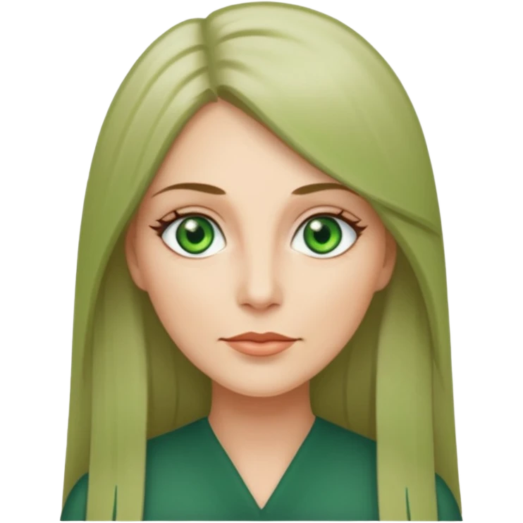 middle age woman with green eyes and long straight ash hair emoji