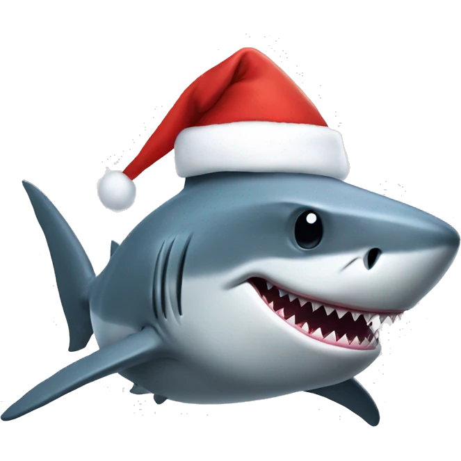 Shark with a Christmas hat emoji