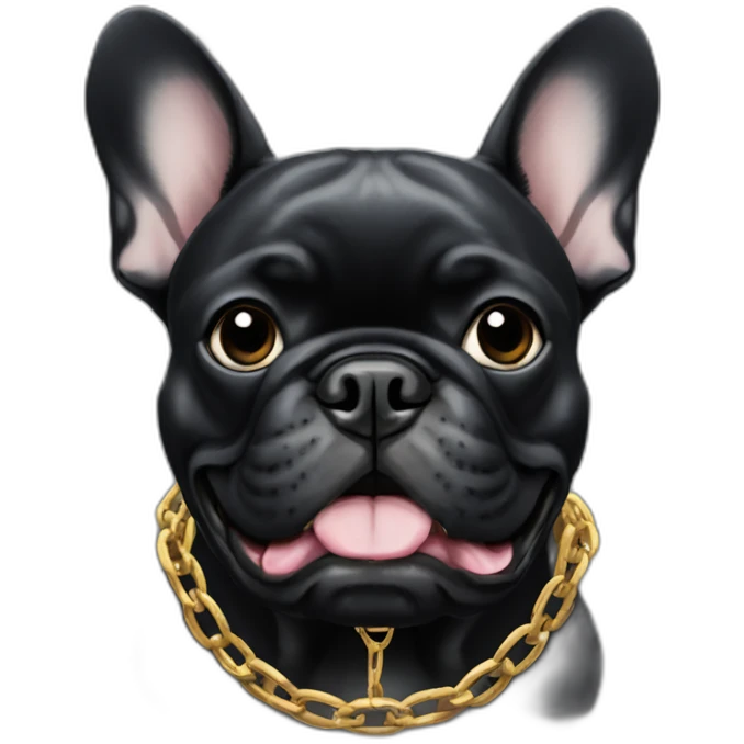 a-black-french-bulldog with chain emoji