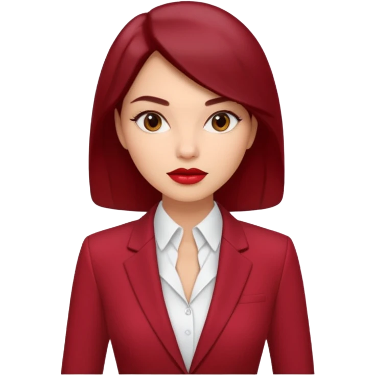 Нужно создать 1 эмоджи в цветовой гамме красный, белый и марсала (бардово-фиолетовый. деловая девушка в красном костюме, emoji