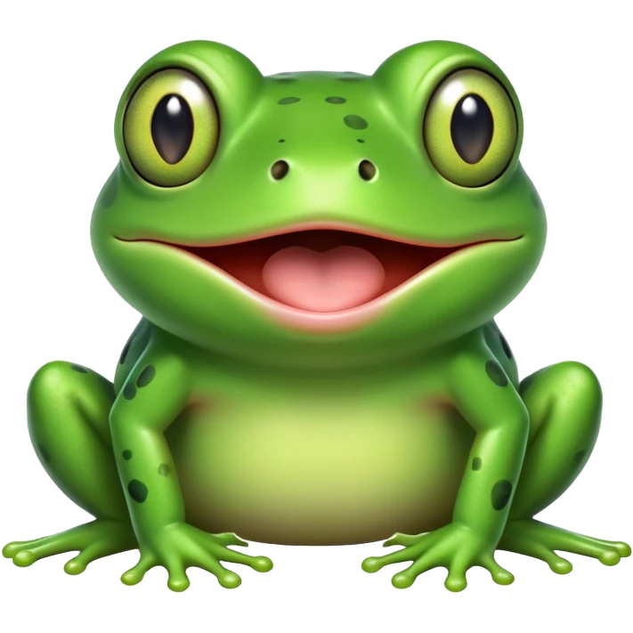 Very cartoony green frog with exaggerated features, big bulging cross-eyes, and long tongue sticking out, silly comic expression emoji