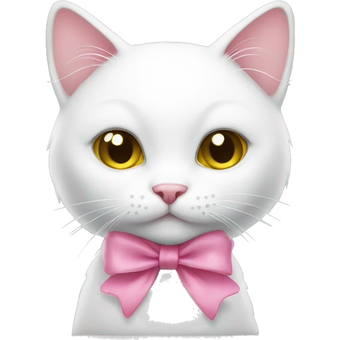 white cat with pink bow emoji