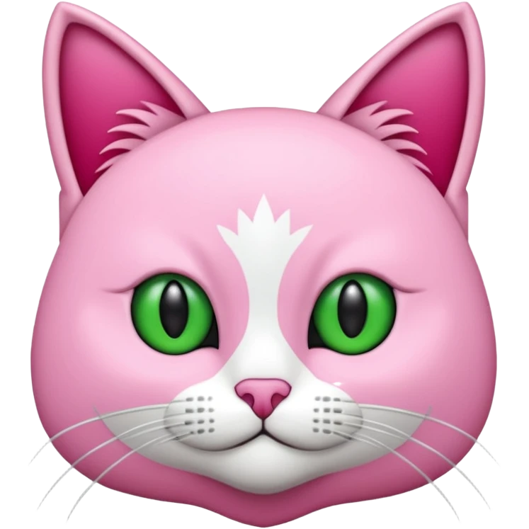 Bir siyah renkli kedi gözleri yeşil ve oturuyor boynunda pembe tasma vae emoji