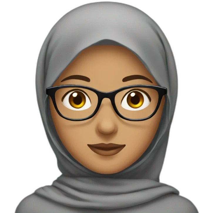 muslim girl with gray hijab and glasses emoji