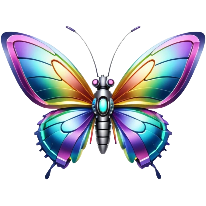 Robotic Iridescent Rainbow Cybernetic Futuristic Cyber Butterfly emoji