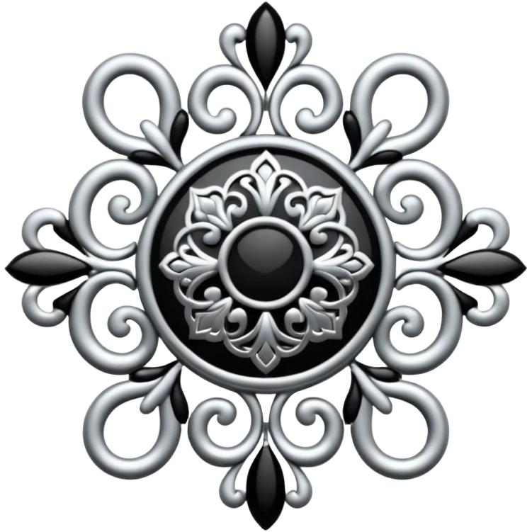 Black and silver filigree, 3D, extremely detailed design emoji