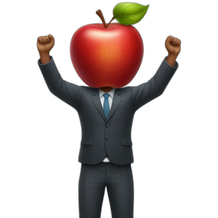 red apple raising arms emoji