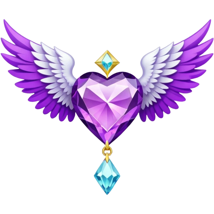 holy diamond emblem with white wings and purple diamond in the middle emoji