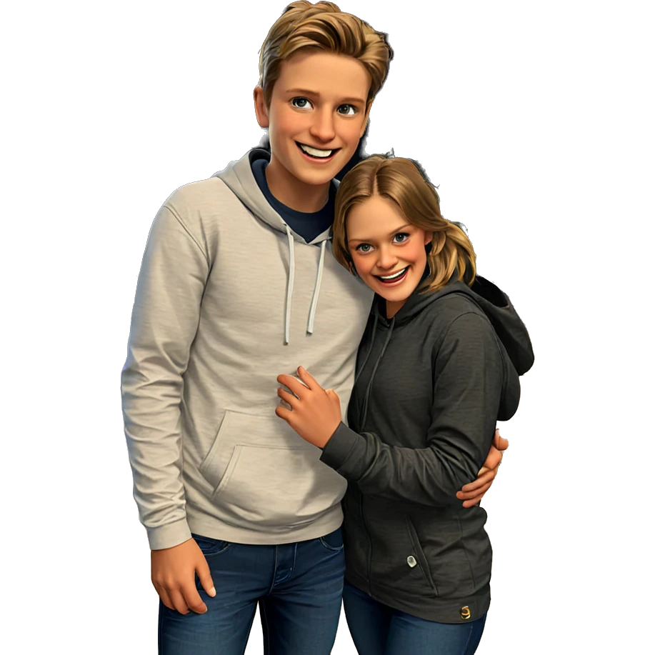 boys smiling outdoors at night emoji