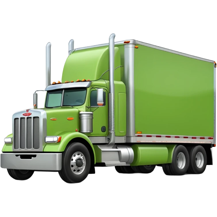 light green Peterbilt truck hauling a trailer, side view emoji