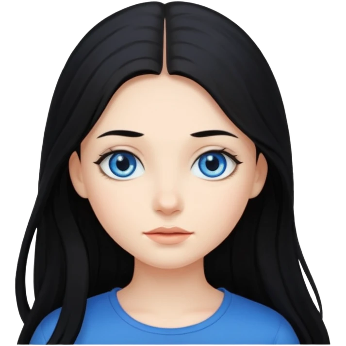 fille cheveux long et noir, yeux bleu emoji