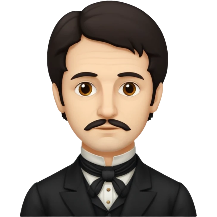 Gustavo Adolfo Bécquer, Spanish poet, dark hair, sideburns, melancholic expression, classic emoji style emoji