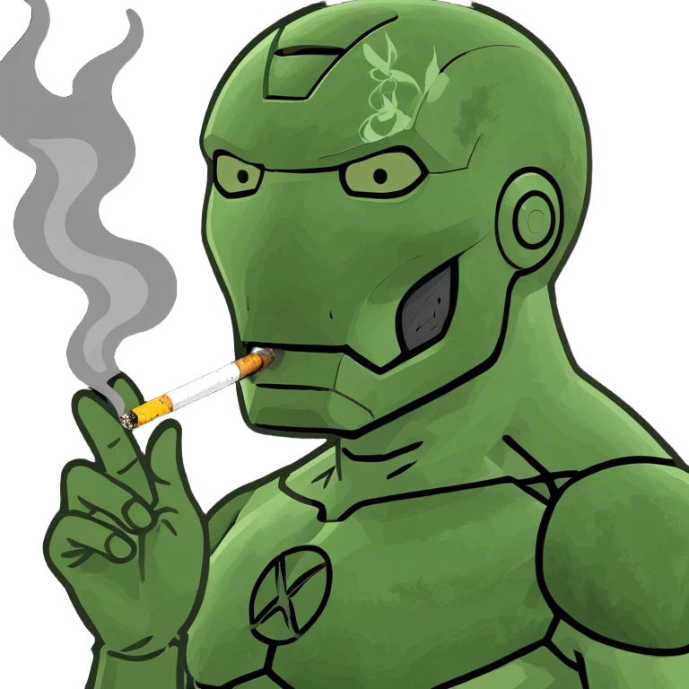 Iron man smoking a marijuana blunt emoji