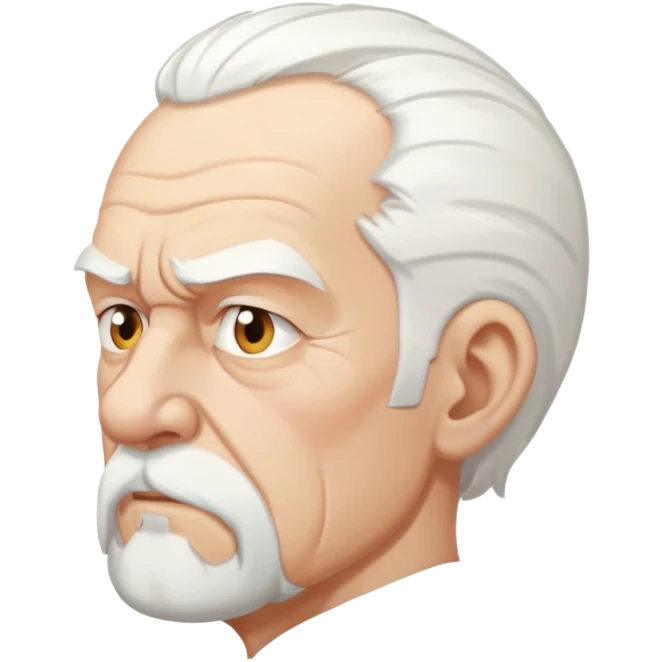 old angry man in profile view with white hair and goatee emoji