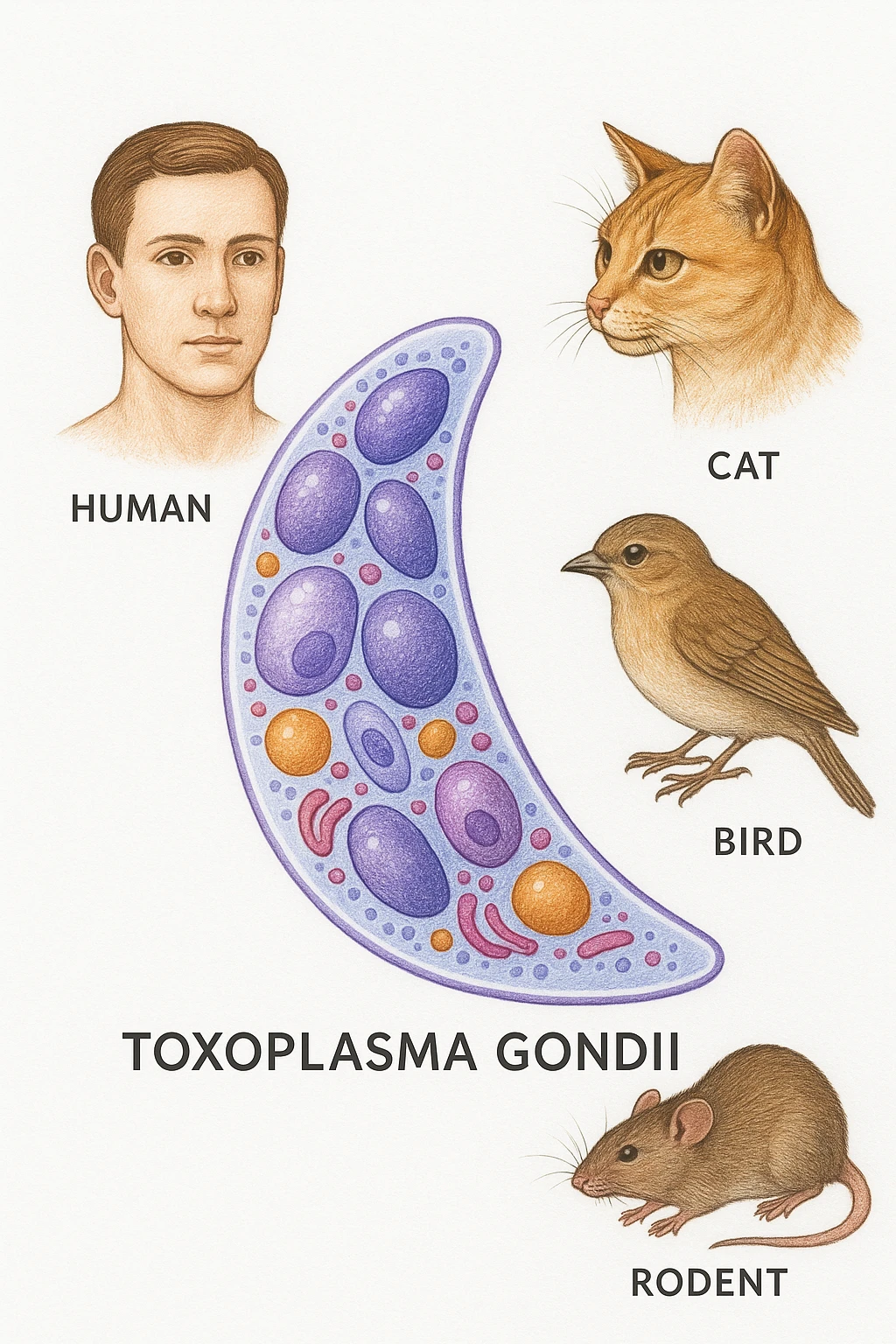 Toxoplasma gondii, che infetta tutti gli animali a sangue caldo, compreso l'essere umano emoji