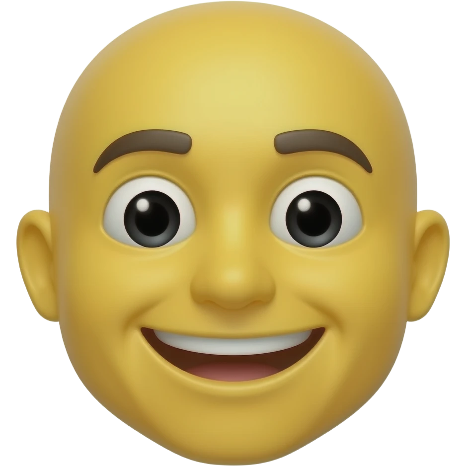 😀 but big yellow no hair no nose emoji