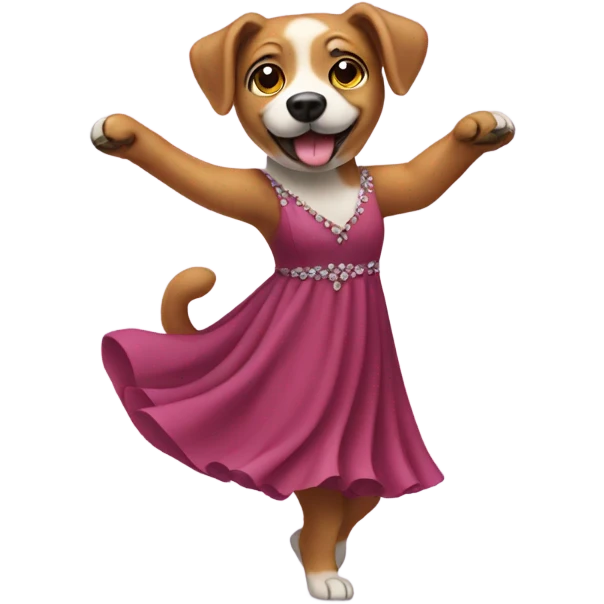 Dog wearing a dress dancing emoji