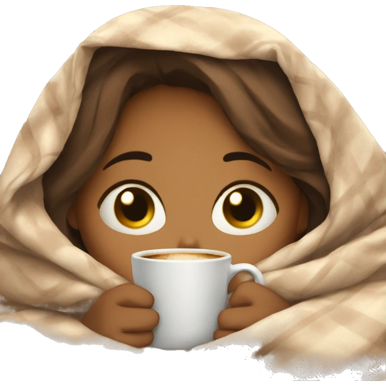 girl inside a blanket sipping coffee eyes closed emoji