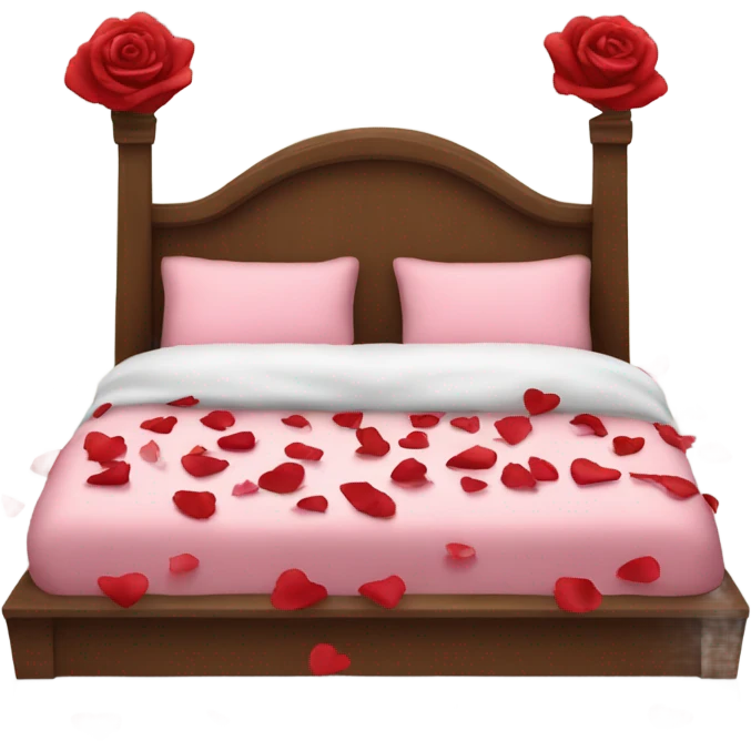 Valentine’s Day bed with rose petals emoji