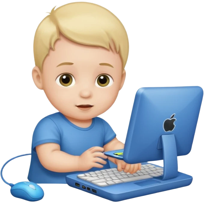 Baby boy playing with pc  emoji
