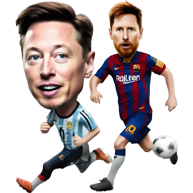 elon musk running behind messi emoji