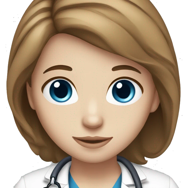 Girl white skin brown hair blue eyes doctor emoji