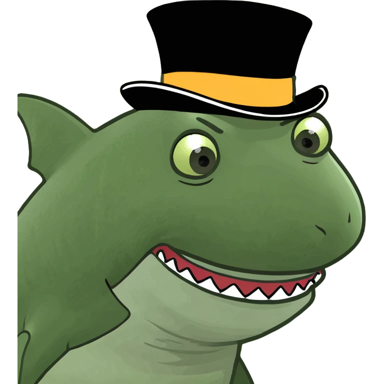 Shark with a top hat emoji