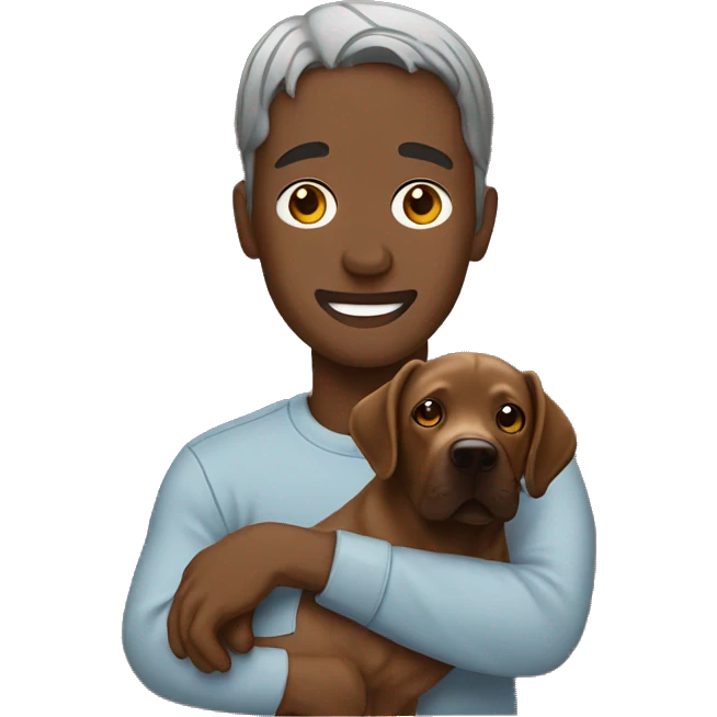 Travis Scott holding a chocolate Labrador emoji