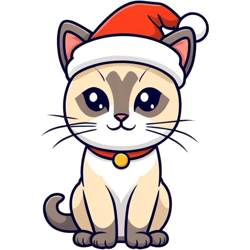 Thai siamese with santa claus hat emoji