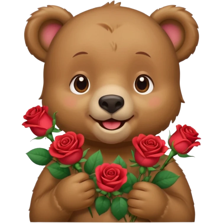 Cute bear with this emoji 🥹  holding roses with this  emoji