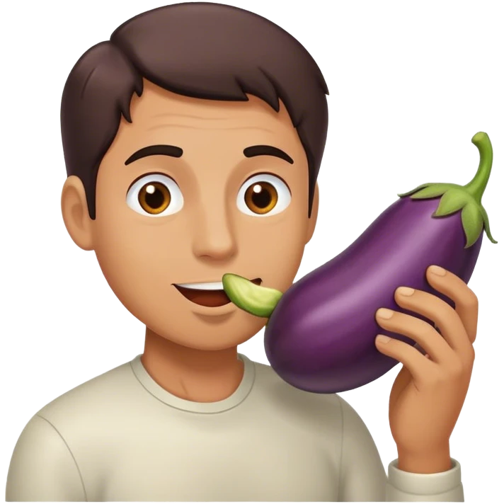 Man eating eggplant emoji