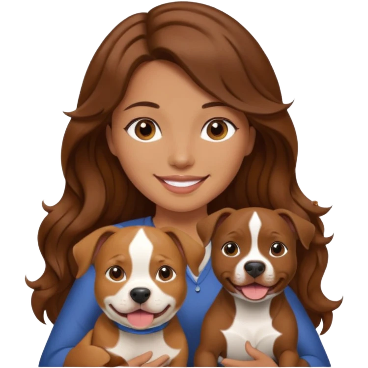 girl with long wavy hair and tan with a putbull in her hands emoji