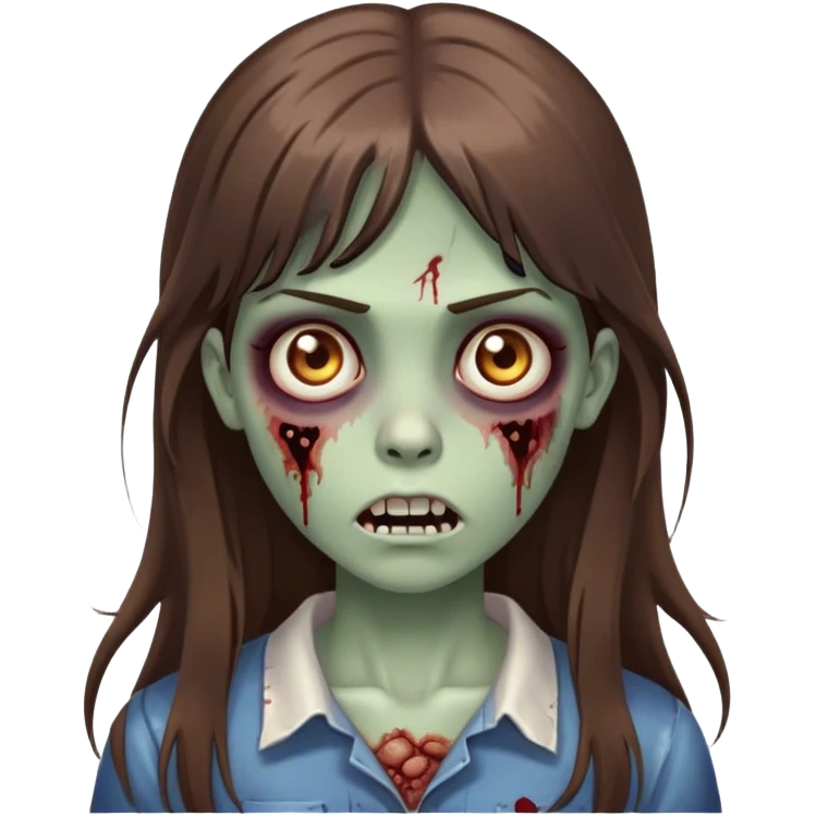 zombie girl with long brown hair with side bangs  emoji
