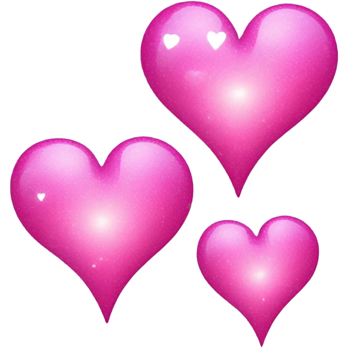 Three different colored sparkling pink hearts overlapping - one medium, one big , one small emoji