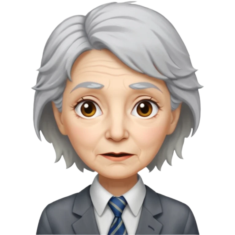 Very old women with Necktie. different hair style, more smudges on face. emoji
