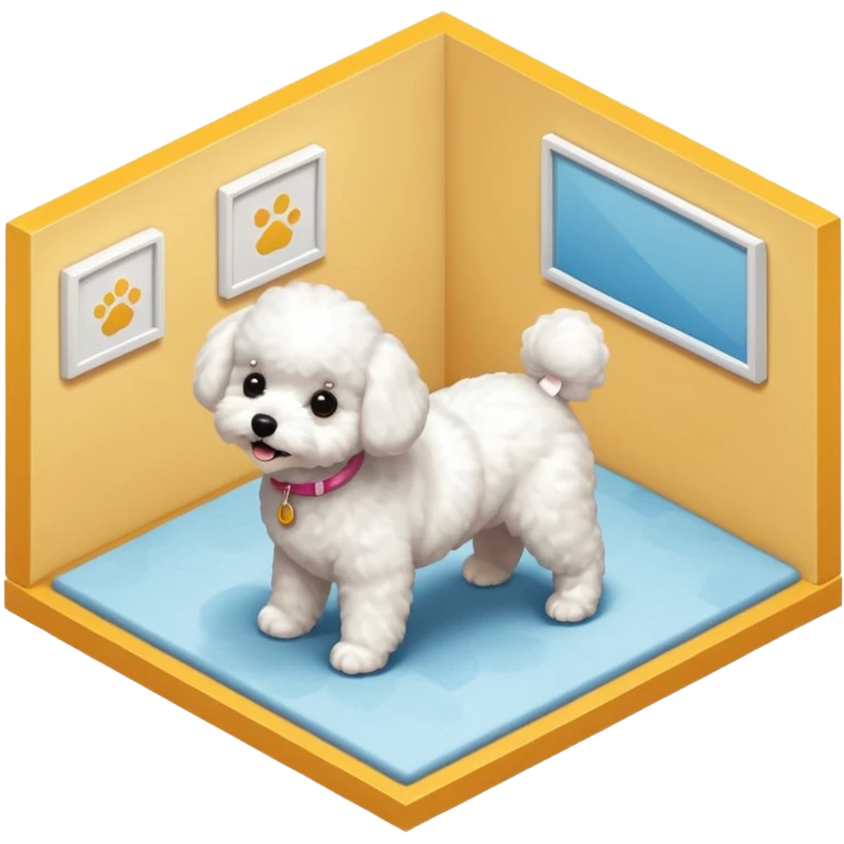 Bichon Frisé dog playing room isometric emoji